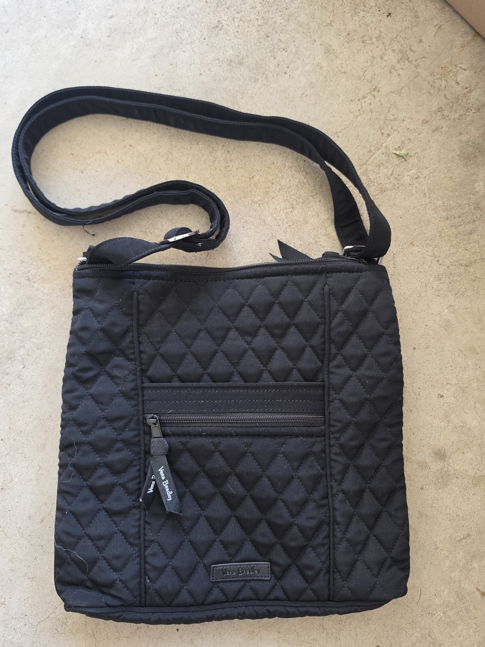 Vera Bradley Black Quilted Crossbody Bag Rose Floral Lining